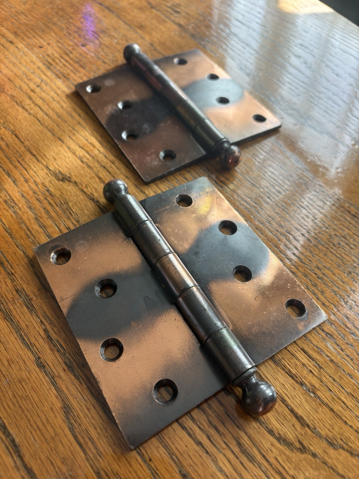 Lot of 2 Antique-Metal Door Hinges Ball 4.5\