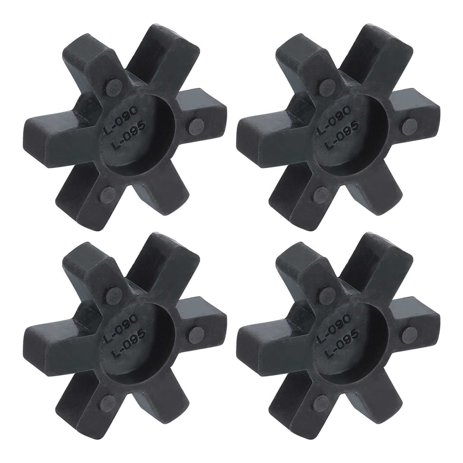 4pcs L090/L095 Jaw Coupling Insert NBR Rubber L-Jaw Coupler Set Black