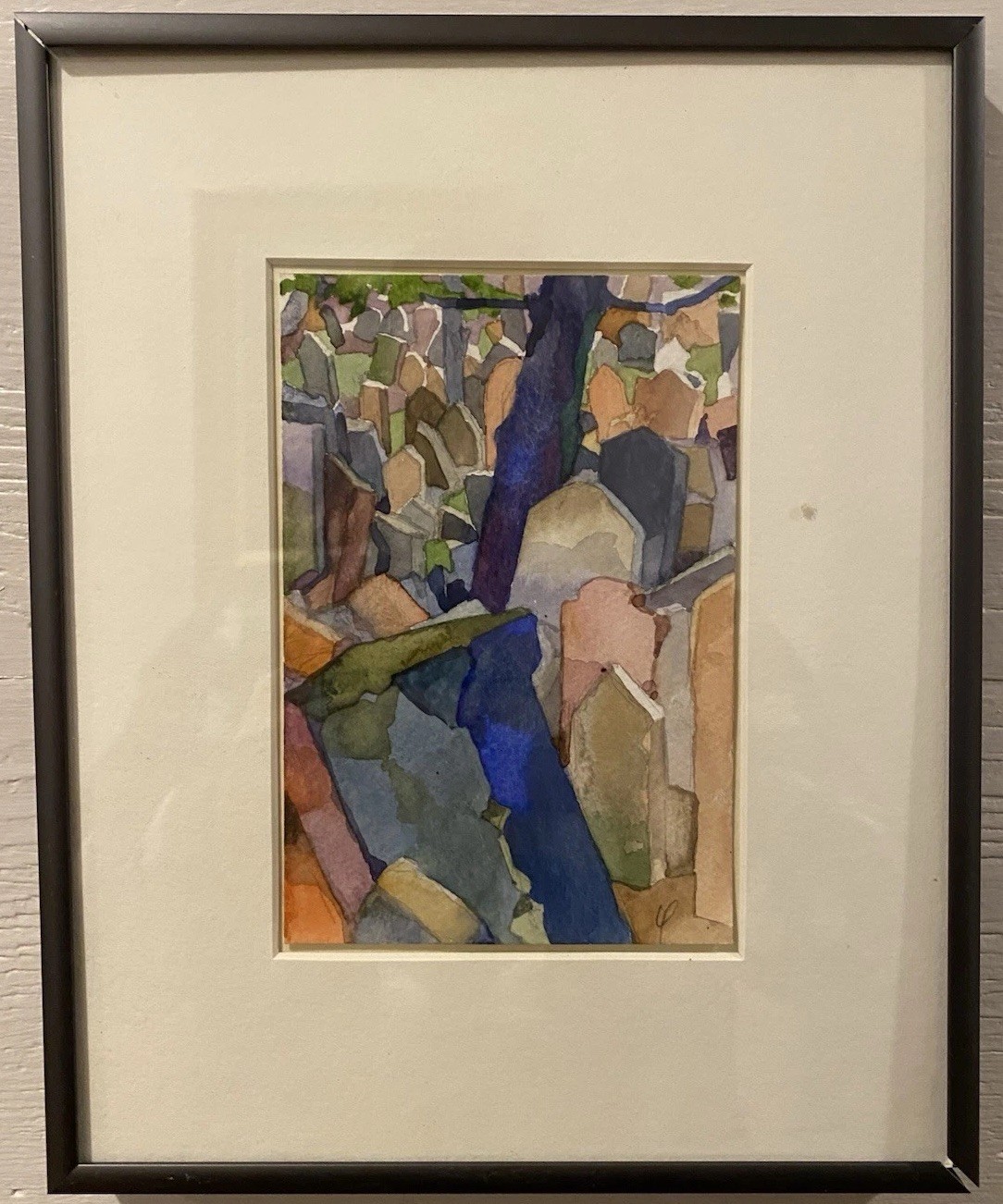 Original Abstract Watercolor Painting 6x4 Framed Modern Color Study Art