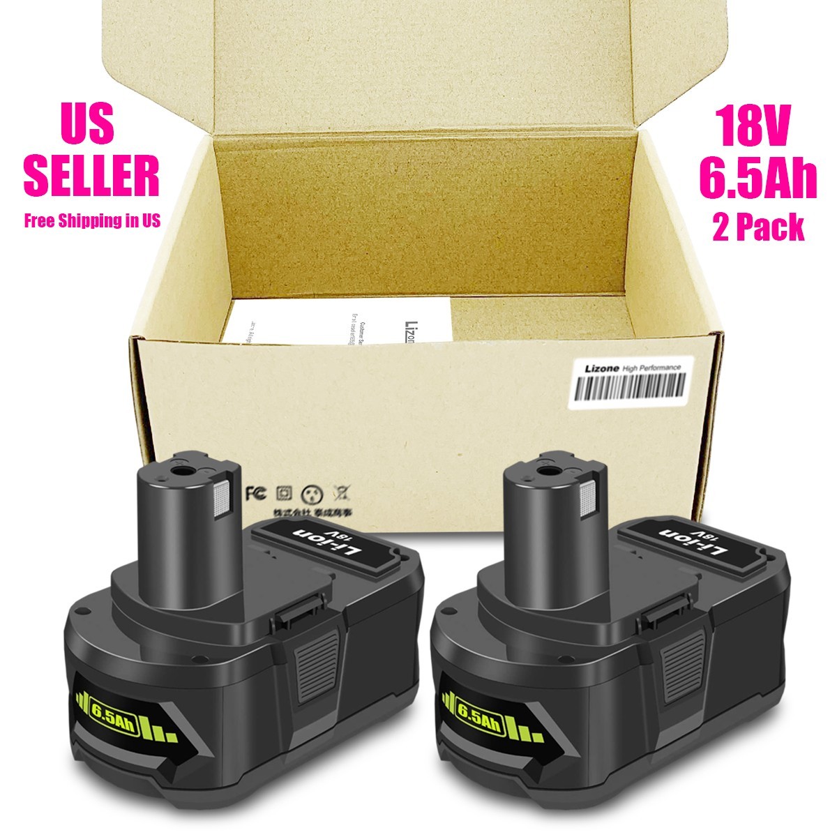 2 Pack 6.5Ah For RYOBI 18V 6Ah High Capacity Battery 18V Plus One PBP005 PBP004 2 Pack 6.5Ah For RYOBI 18V 6Ah High Capacity Battery 18V Plus One PBP005 PBP004