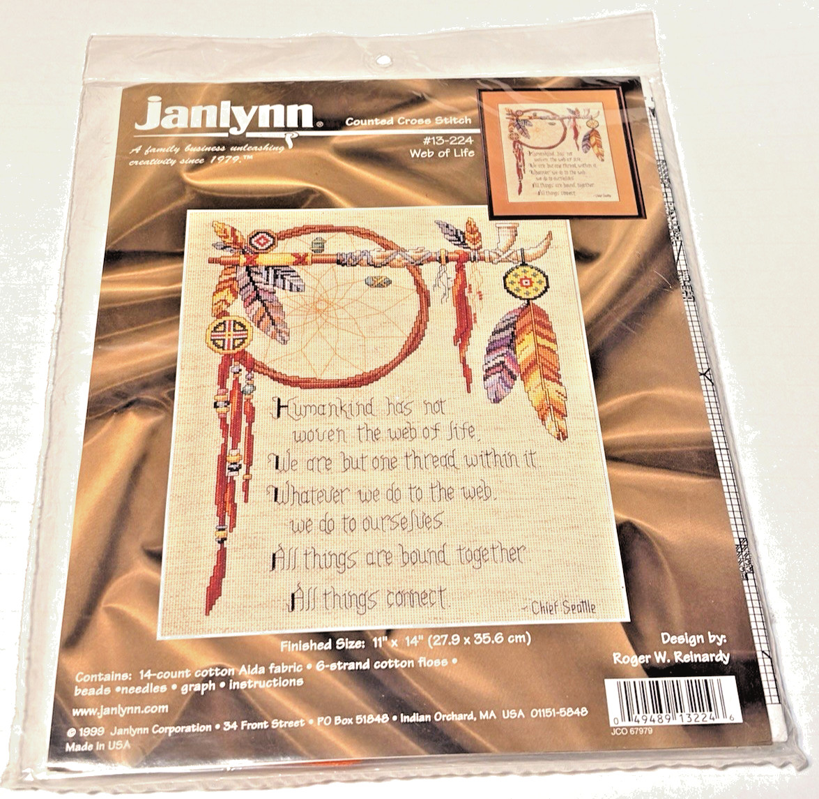 Janlynn Counted Cross Stitch Kit Web of Life Indian Dream Catcher 13-224 US Made Janlynn Counted Cross Stitch Kit Web of Life Indian Dream Catcher 13-224 US Made