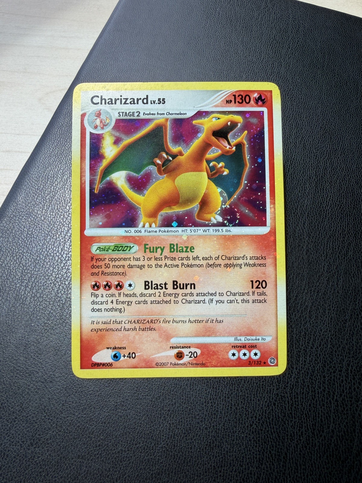 🌀🩸🔥 Charizard 3/132 NM Holo – Secret Wonders – Holo Bleed + Swirl Variant 🔥
