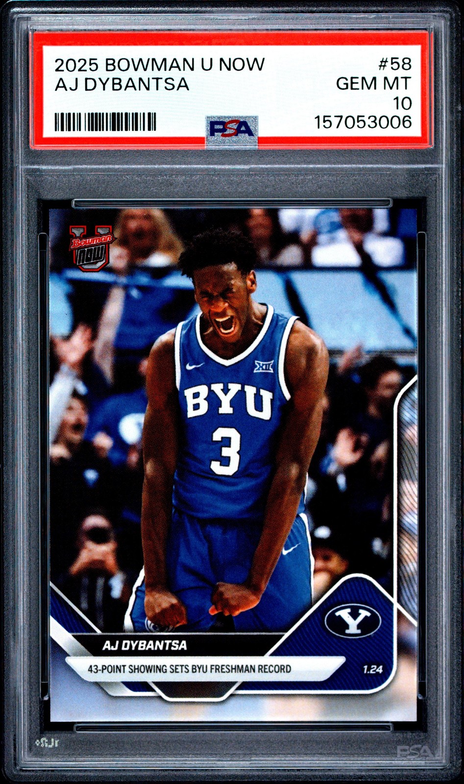 Graded 2025 Topps Bowman U Now AJ Dybantsa #58 Rookie RC Card PSA 10 Graded 2025 Topps Bowman U Now AJ Dybantsa #58 Rookie RC Card PSA 10