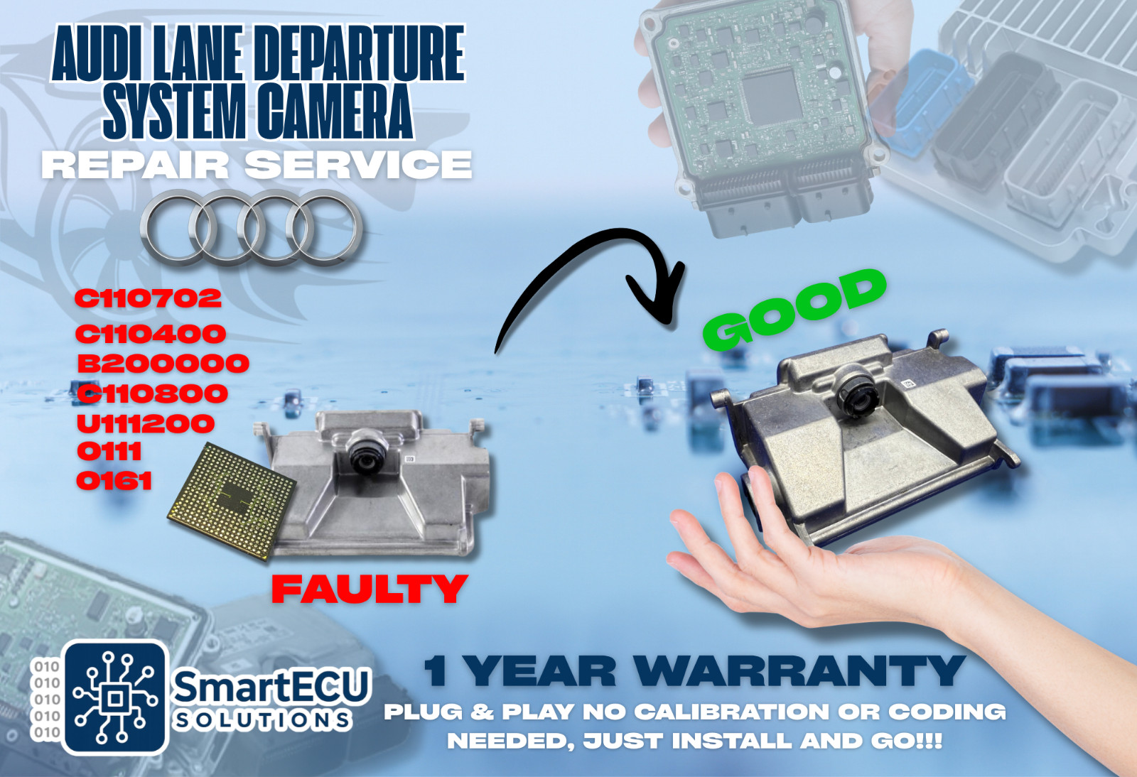 Audi/VW Lane Departure System Camera Repair Service A6/S6 A7/S7/RS7 A8/S8