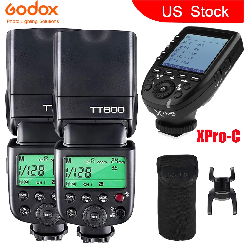 US 2X Godox TT600 2.4G Wireless Camera Flash Speedlite+XPro-C Trigger For Canon