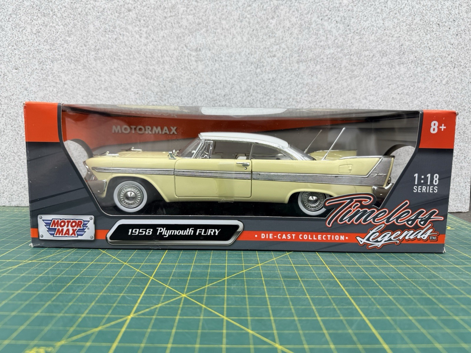 Motor Max Timeless Legends 1958 Plymouth Fury Yellow & White 1:18 Diecast Model