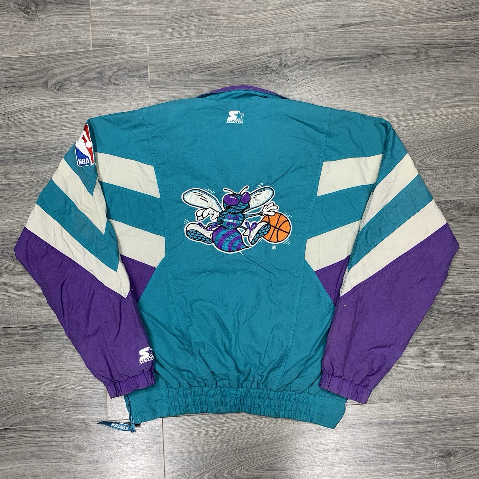 Vintage 1990S Starter Charlotte Hornets Jacket Medium Rare Mens Teal Windbreaker