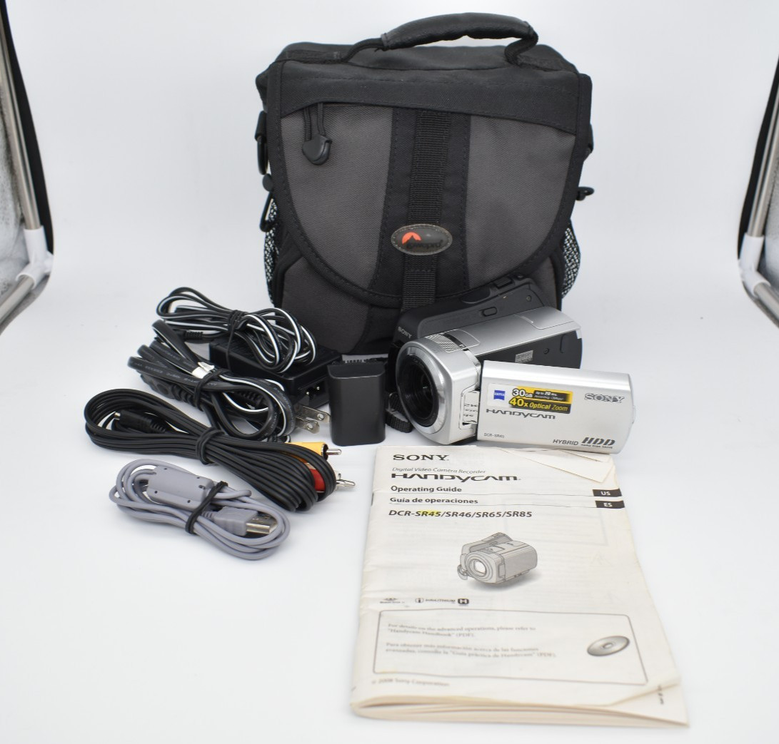 Sony Handycam DCR-SR45 Handheld Camcorder 30GB HDD Nightshot Bundle - TESTED ✅