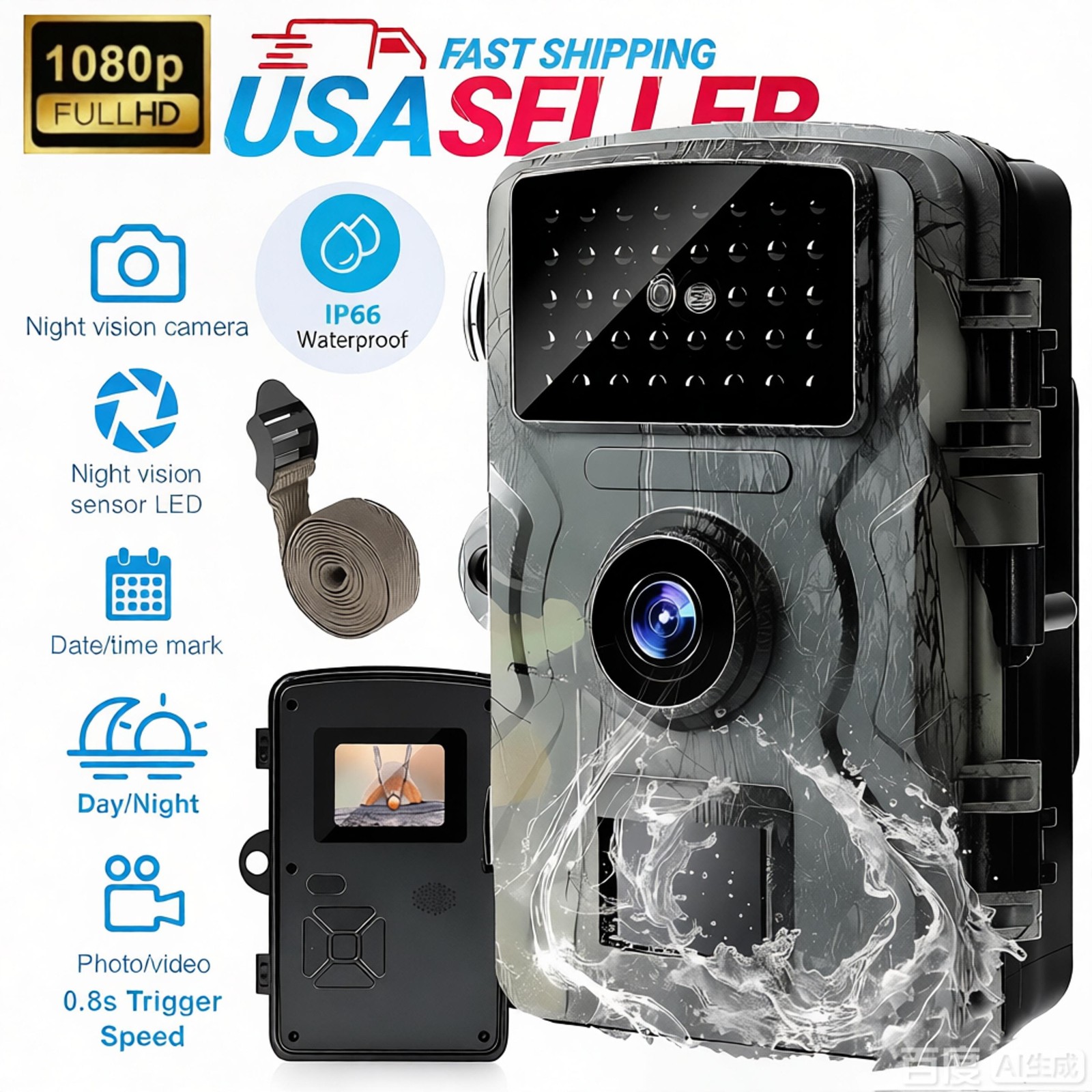 Wildlife Hunting Trail Camera Full HD 1080P Night Vision Motion Waterproof Cam Wildlife Hunting Trail Camera Full HD 1080P Night Vision Motion Waterproof Cam