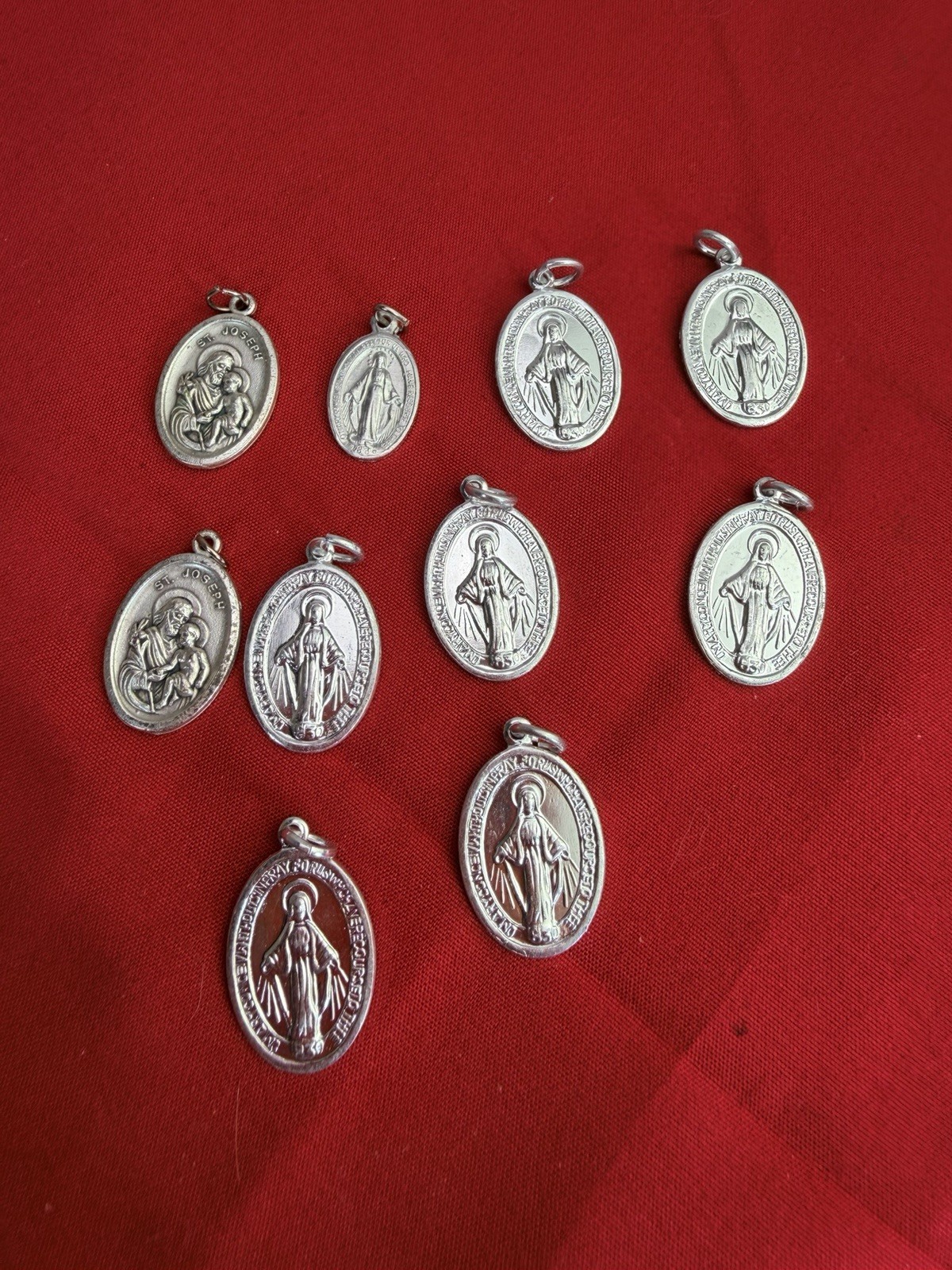 Vtg Lot 10 Catholic Medals St Joseph Italy Miraculous Mary Rosary Charms