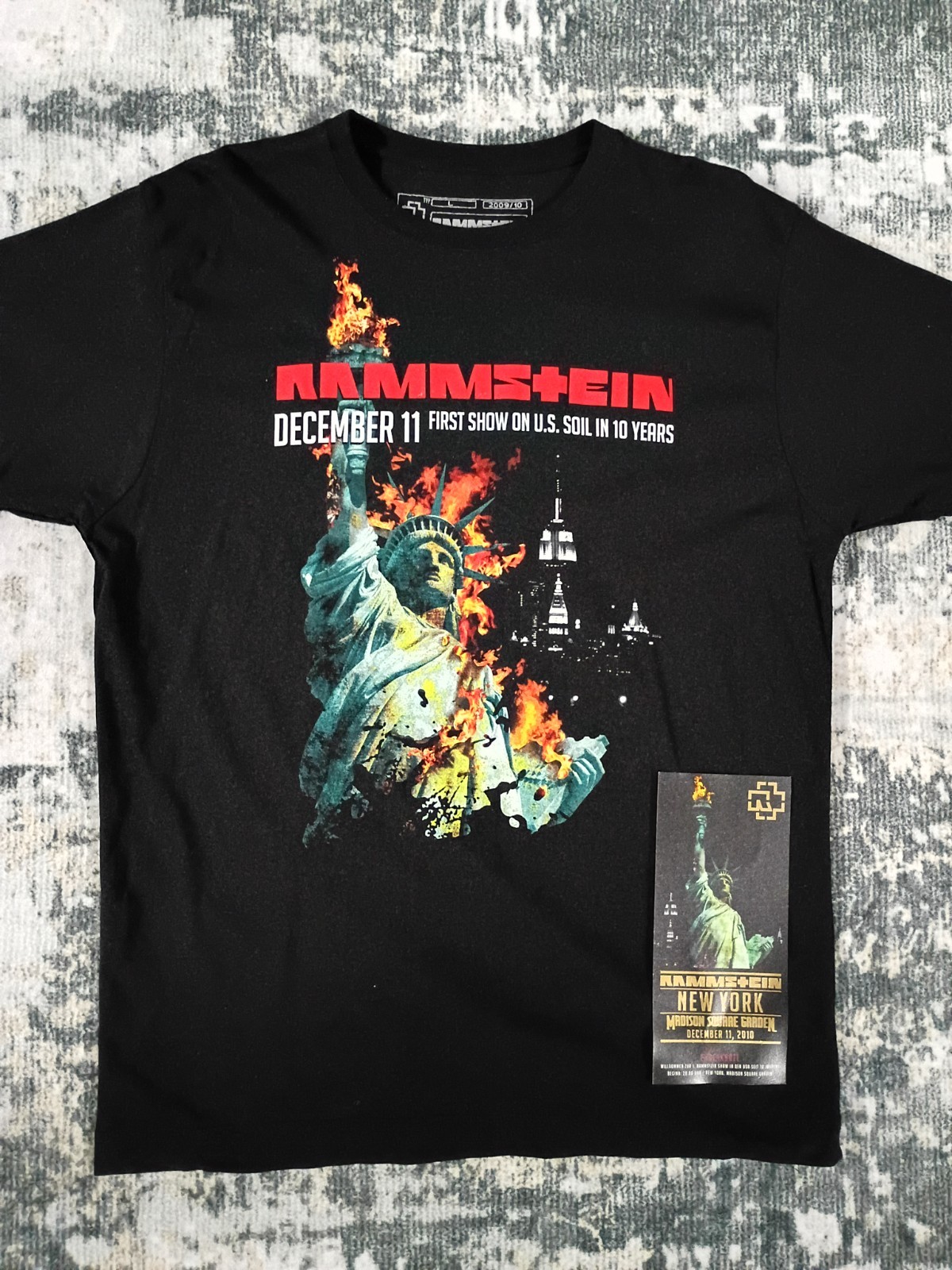 NEW Authentic Rammstein Madison Square Garden 2010 Shirt L + Ehrenkarte Card