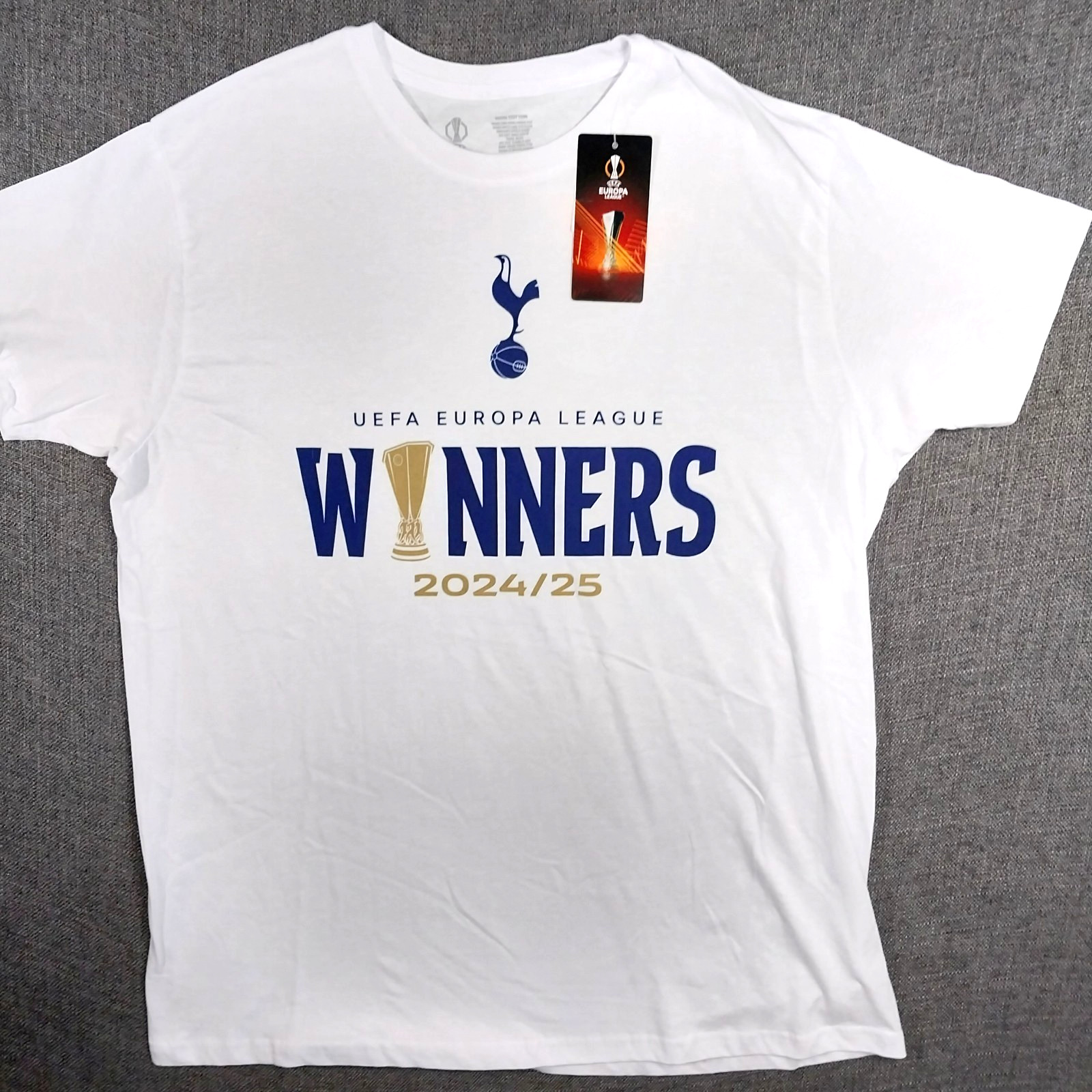 Tottenham Hotspur UEFA League Winners 24/25 White Large NEW Tottenham Hotspur UEFA League Winners 24/25 White Large NEW
