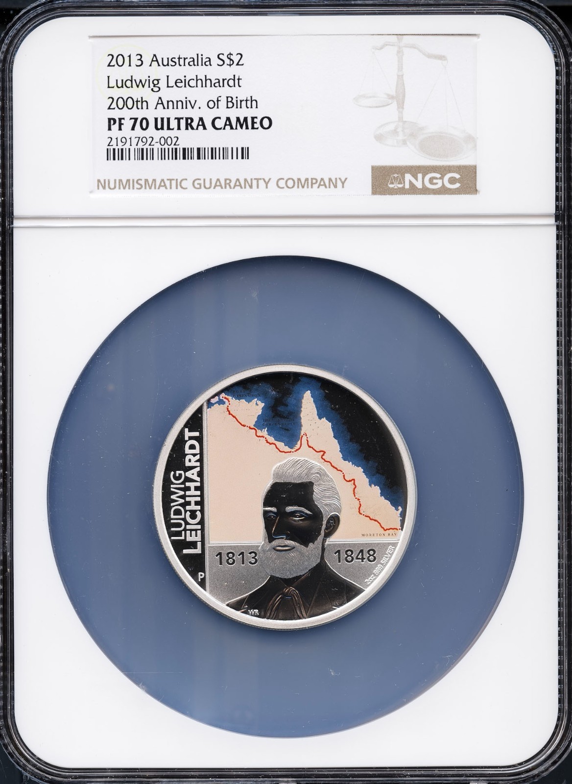 2013 Australia $2 2 oz Ludwig Leichhardt PF70UC NGC # 2191792-002 + Bonus