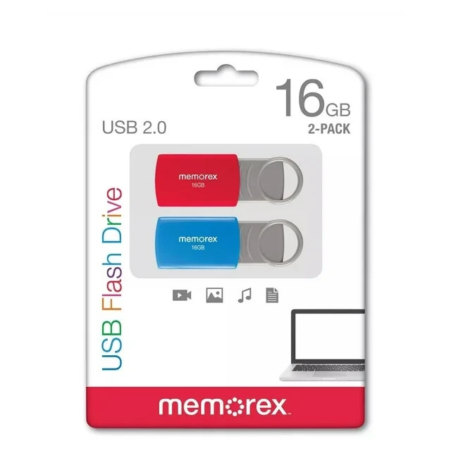 Memorex USB 16GB Flash Drive 2.0 Memory Stick Pendrive Thumb 2pk Memorex USB 16GB Flash Drive 2.0 Memory Stick Pendrive Thumb 2pk