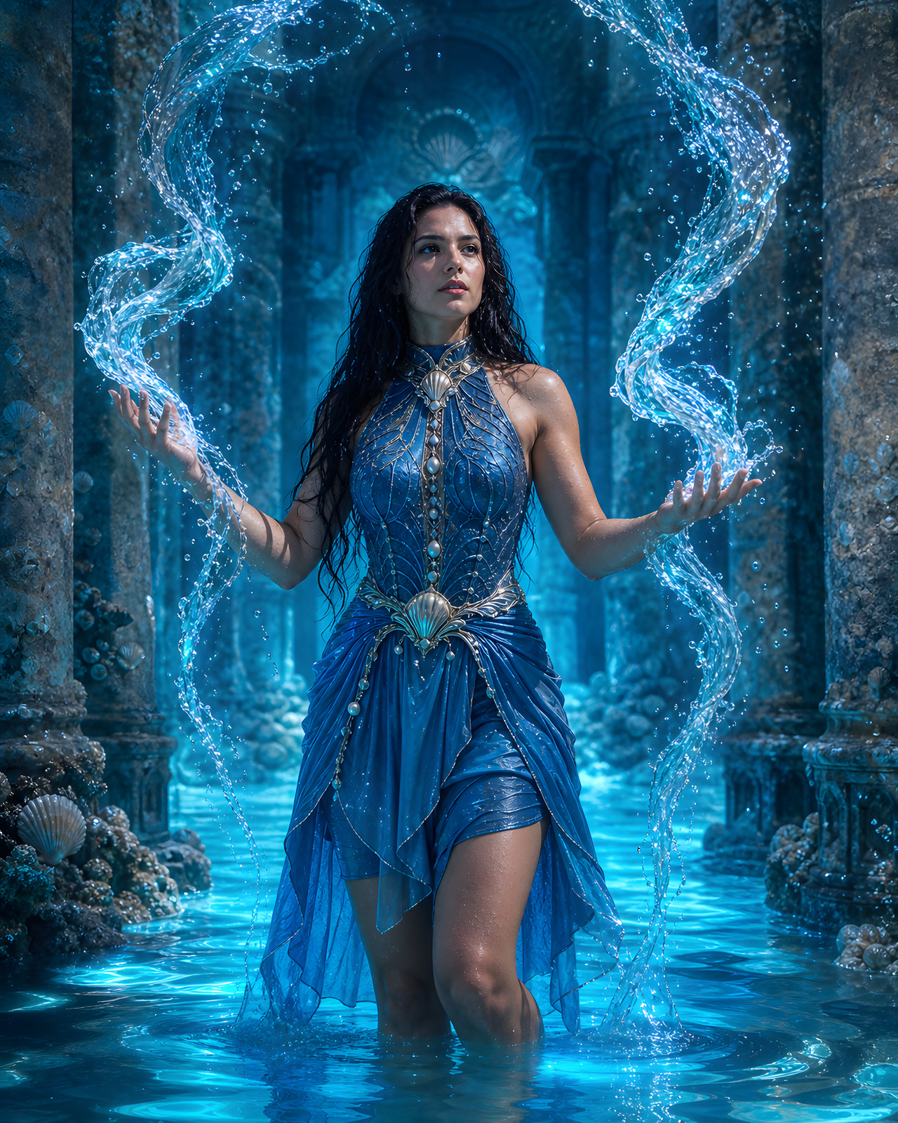 Temple of the Tidal Siren Water Magic Fantasy Illustration Art/892377906