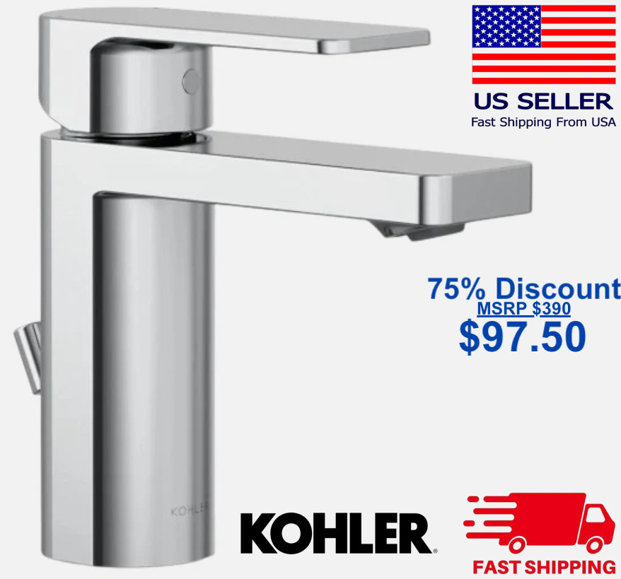[75% OFF] Kohler 23472-4N-CP Single Hole Polished Chrome Faucet and Pop-Up Drain