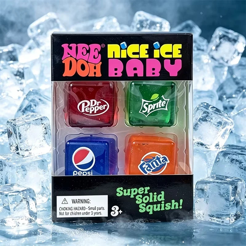 Schylling Needoh Nice Ice Baby 4 Pack Teenie Cube Fidget Sensory Toy Nice Cube