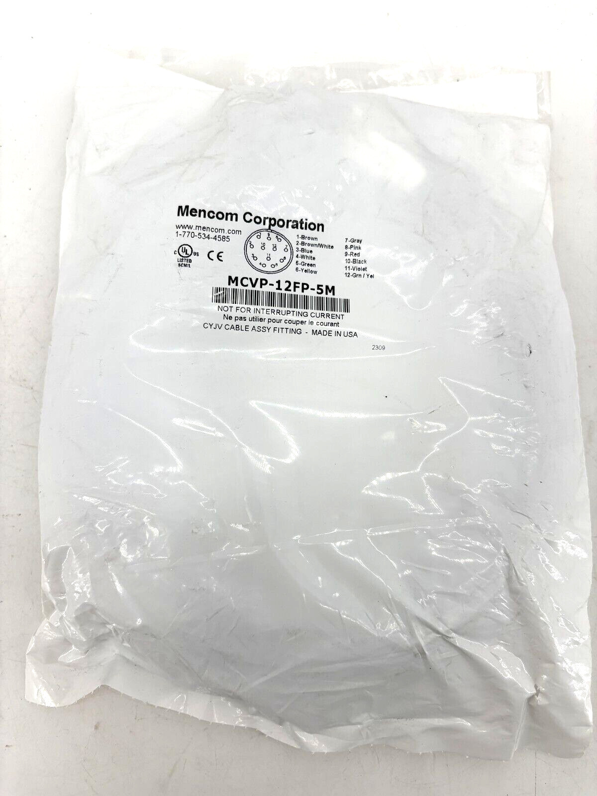 New Mencom MCVP-12FP-5M MCV Shielded Cable Cordset 12P 5m Length