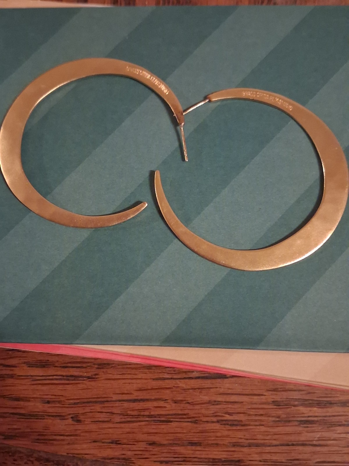 Large flat brass VINTAGE earrings HOOPS sleek modern RLM STUDIOS SIGNED Large flat brass VINTAGE earrings HOOPS sleek modern RLM STUDIOS SIGNED