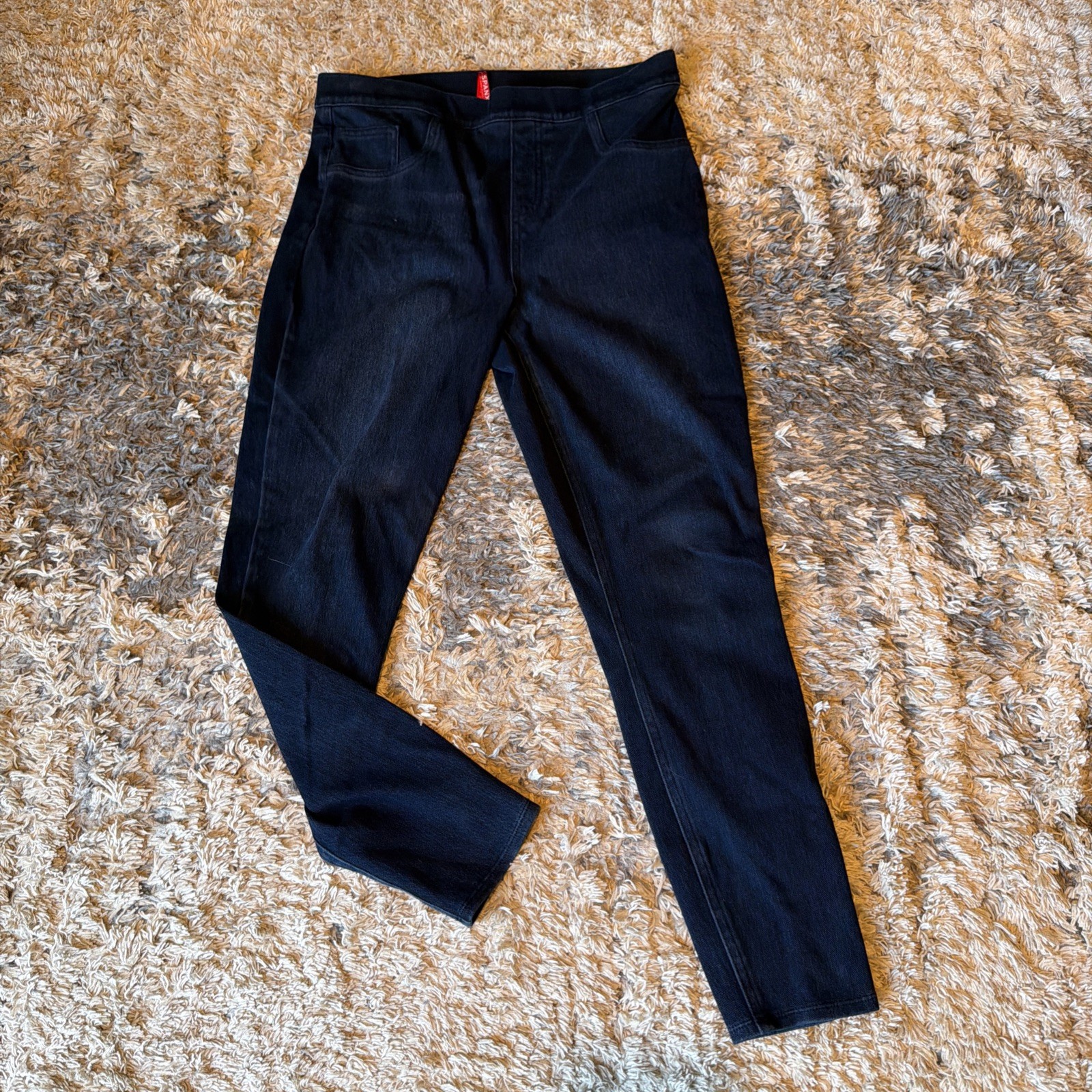 SPANX Pull On Ankle Jeggings Dark Blue Denim Stretch Women’s Large