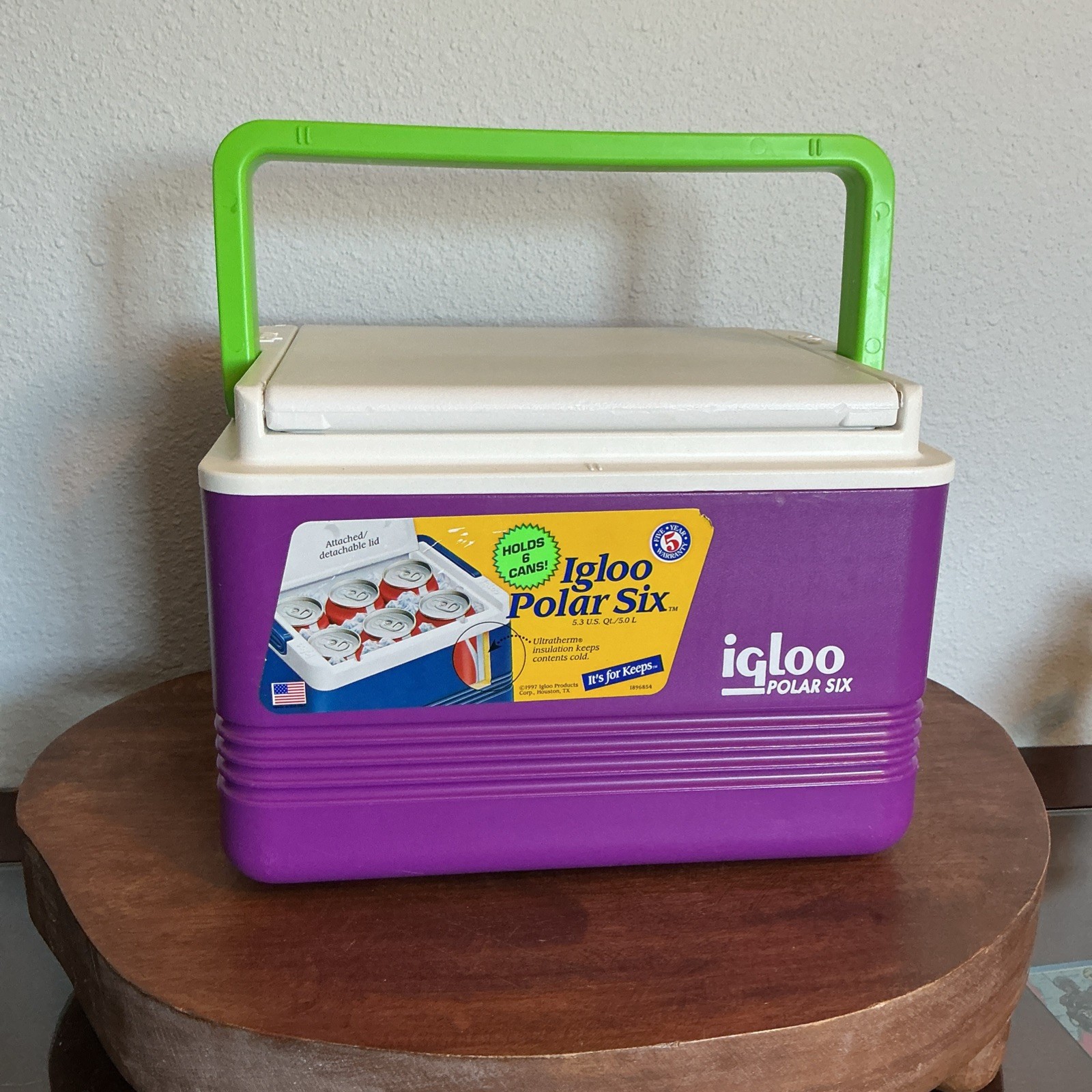 Vintage Igloo Polar Six Purple Cooler 6 Can 1997 NEW WITH STICKERS USA