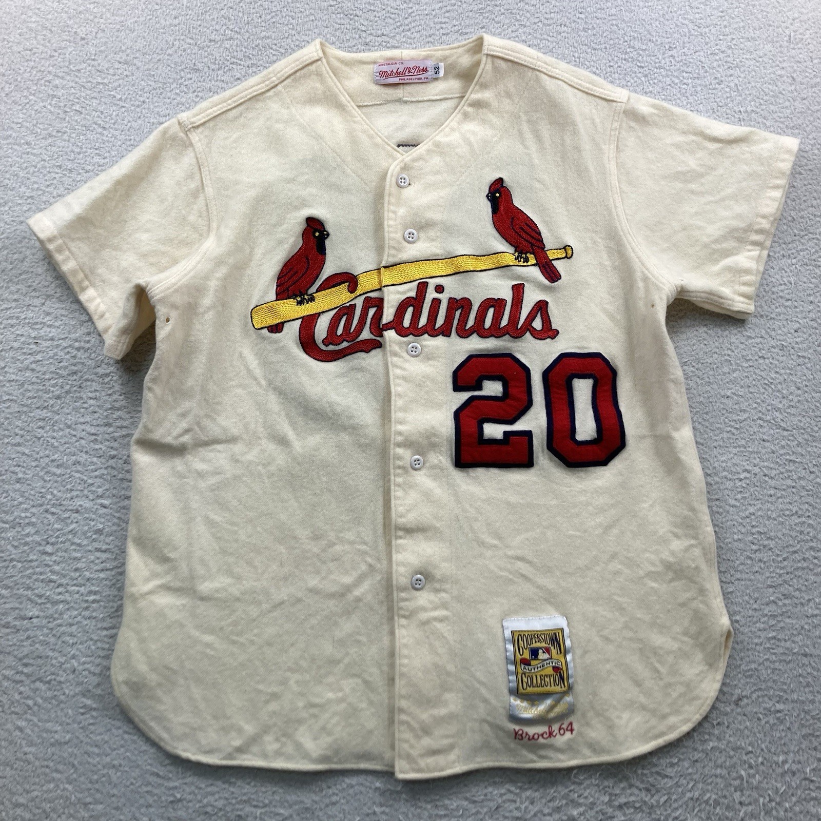 Mitchell And Ness 1964 St Louis Cardinals Lou Brock Wool Jersey Men Cooperstown