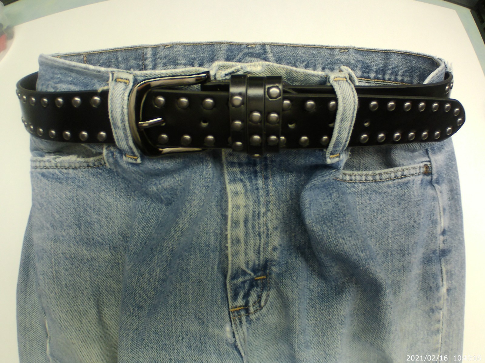 Belt Studded Riveted Black Punk Gothic Grunge Length 42\ Belt Studded Riveted Black Punk Gothic Grunge Length 42\