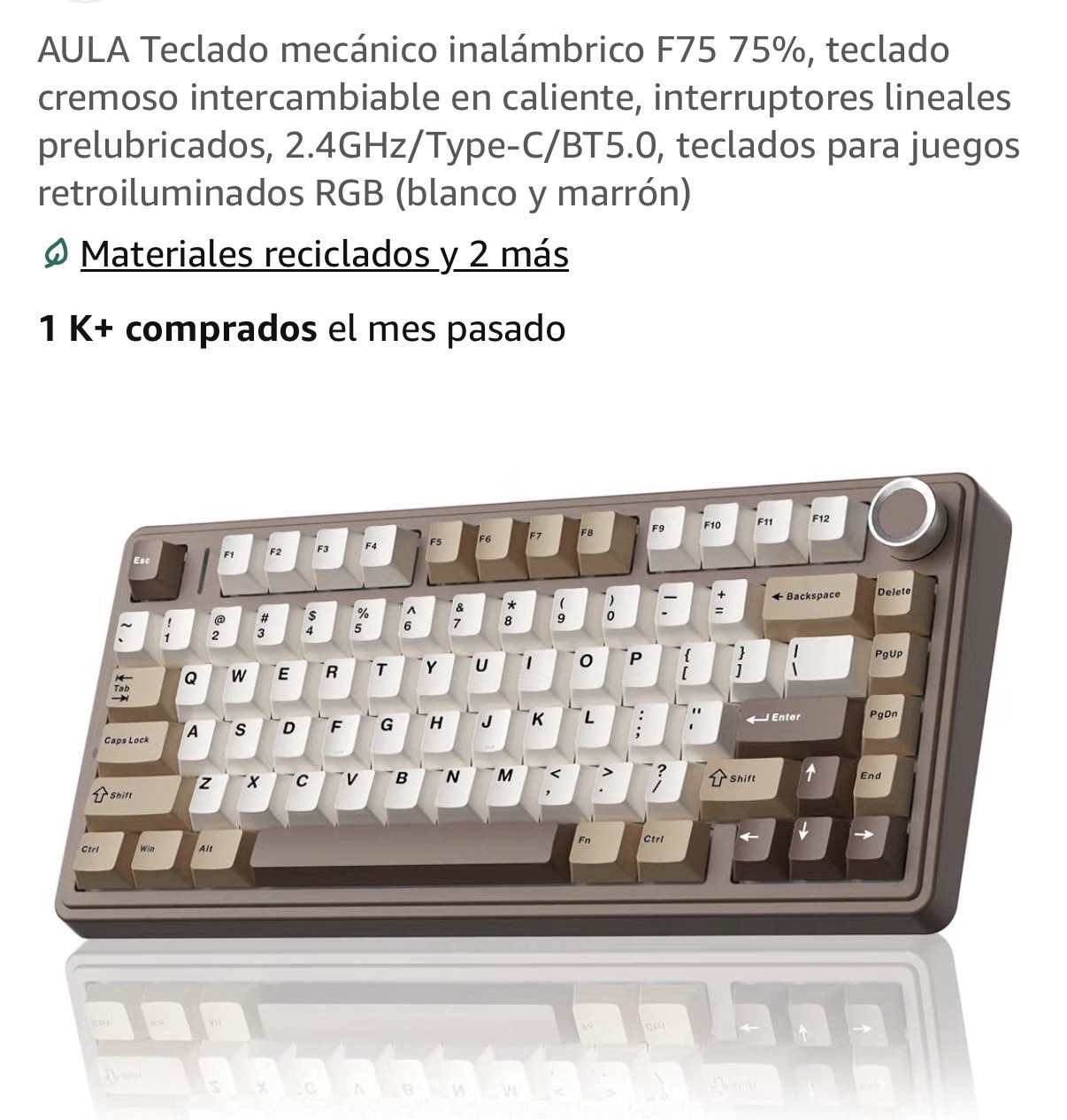 AULA F75 Mechanical 75% RGB Backlit Hot-Swappable Tri-Mode PBT Keyboard