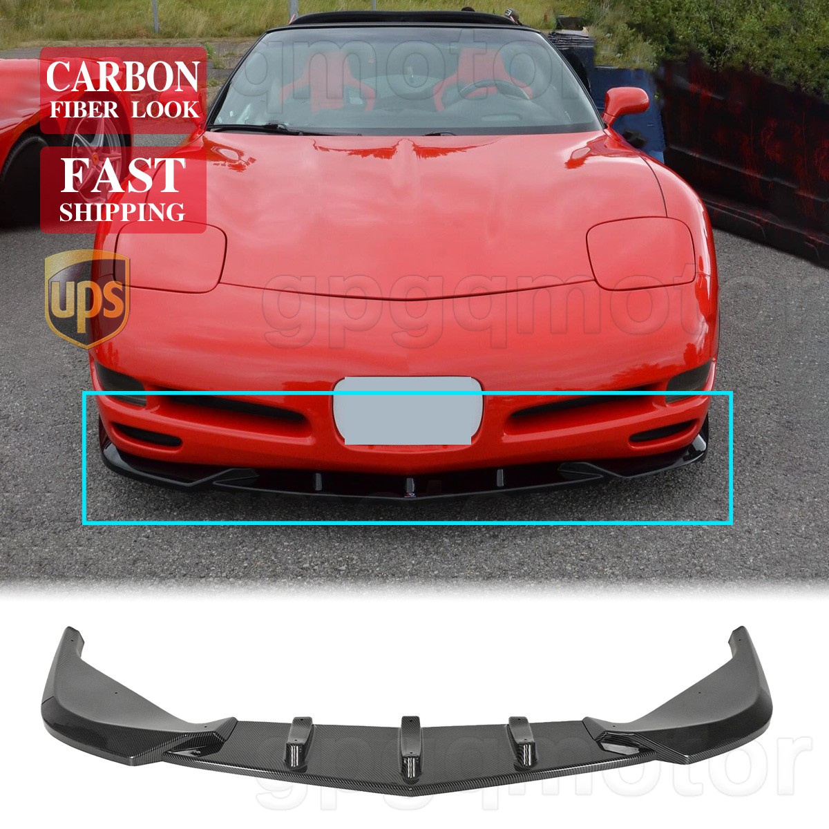 For Corvette C5 1997-2004 MX Style Carbon Painted Front Bumper Lip Splitter Kit