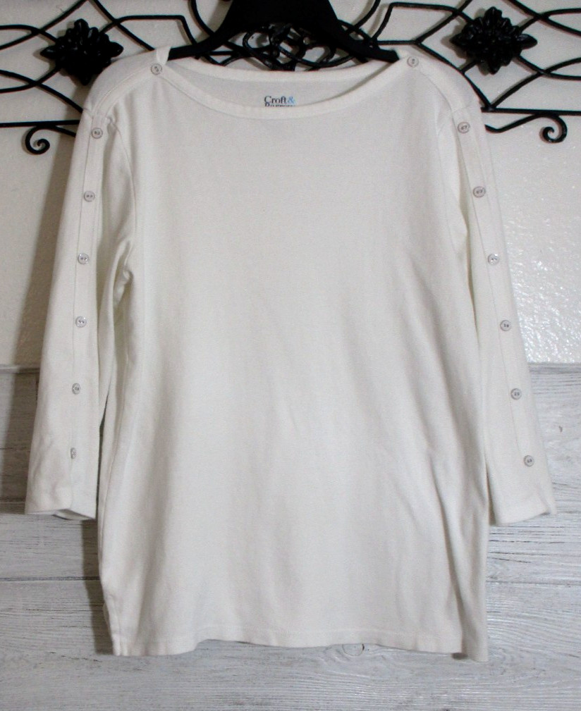 Croft & Barrow Women\'s Top Size L Long Sleeve White Round Neck Croft & Barrow Women\'s Top Size L Long Sleeve White Round Neck