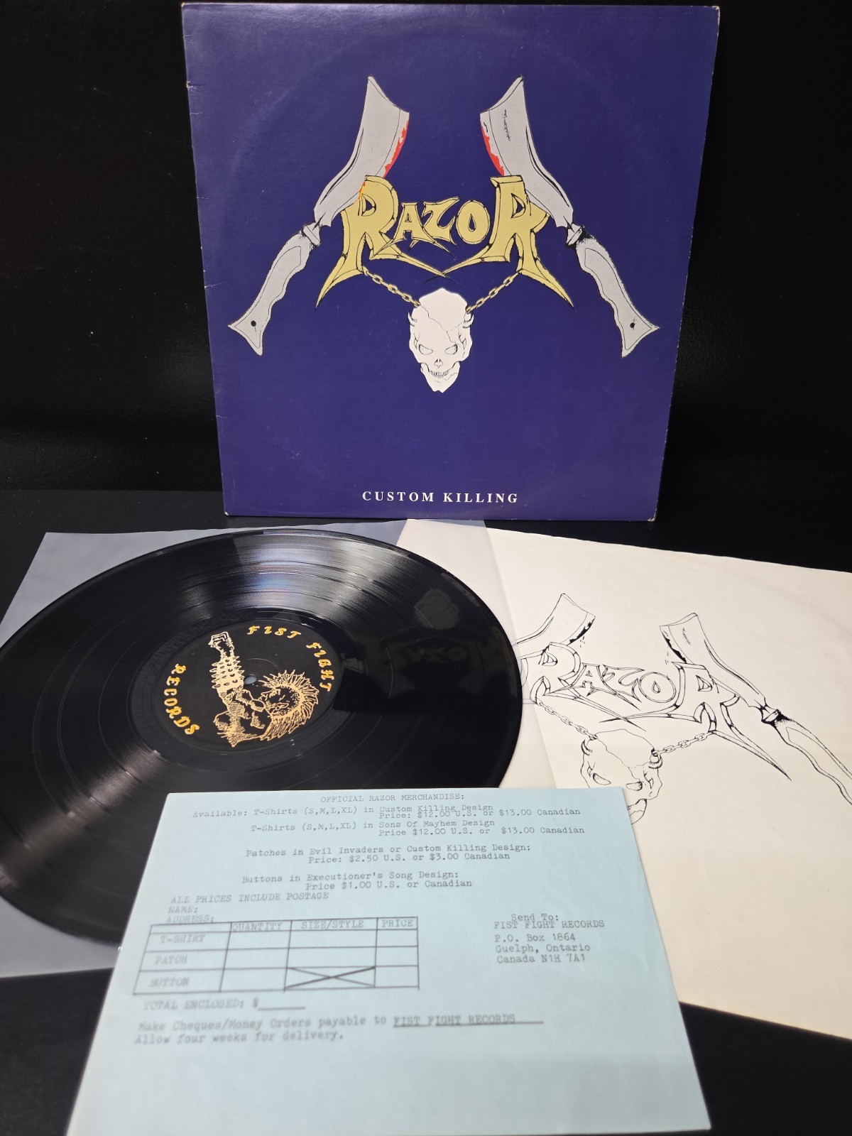 Razor Custom Killing Lp Vinyl 1987 1st Press W/Insert/Order Form VG+/VG++ Razor Custom Killing Lp Vinyl 1987 1st Press W/Insert/Order Form VG+/VG++