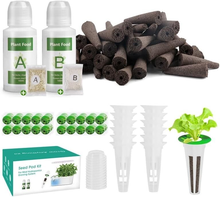 148 pcs Grow Anything Kit Hydroponic Accessories Seed Pods A&B Nutrient Refill 148 pcs Grow Anything Kit Hydroponic Accessories Seed Pods A&B Nutrient Refill