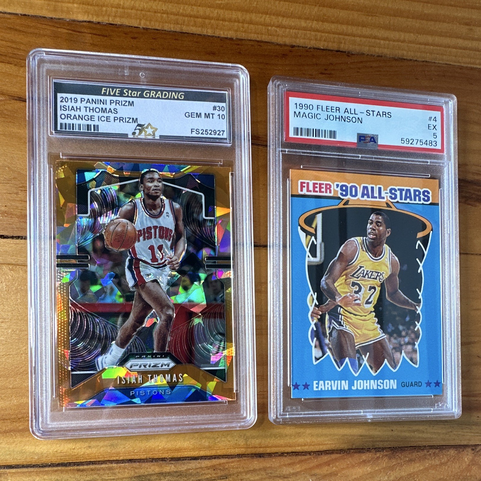 2-Card Graded Lot: 2019 Panini Prizm Isiah Thomas #30 + 1990 Fleer Magic #4