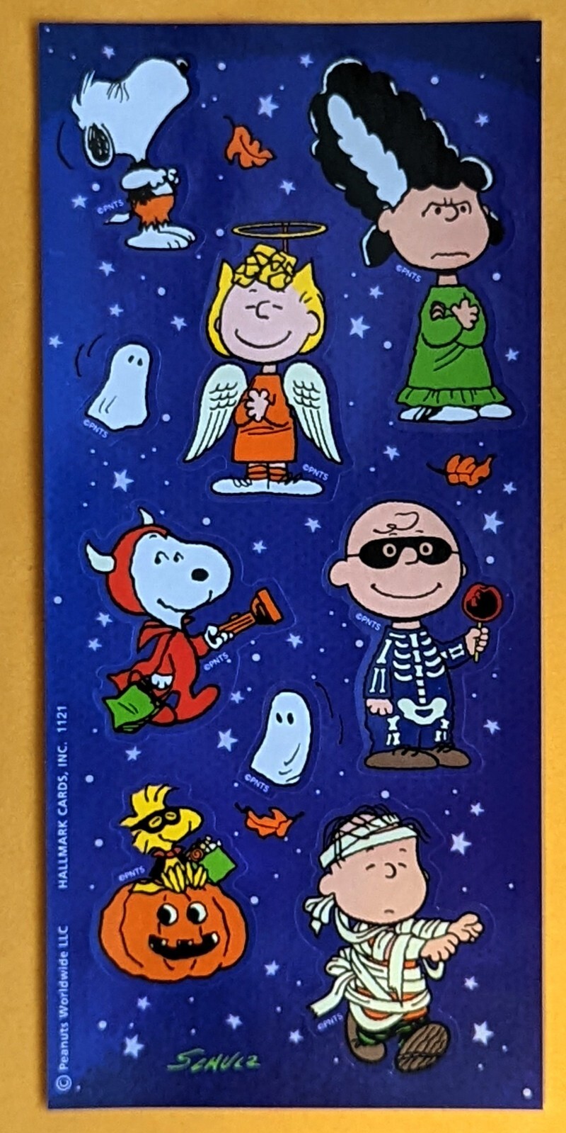 Charles M. Schulz Peanuts Characters Snoopy Halloween Sticker Sheet 