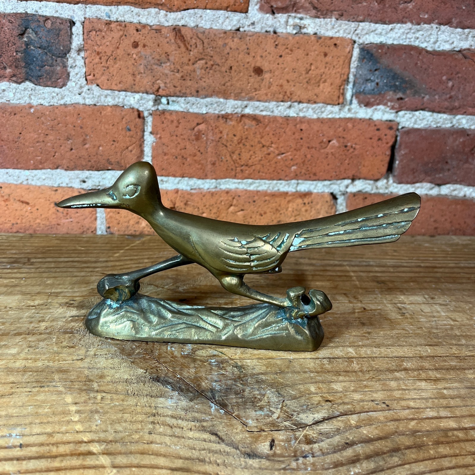 Vintage Brass Roadrunner Figurine Southwestern Desert Bird Sculpture Mid Century
