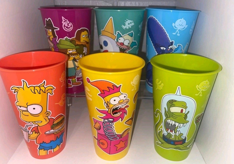 Jack in The Box Simpsons Collectable Cups 6 COMPLETE SET Jack in The Box Simpsons Collectable Cups 6 COMPLETE SET