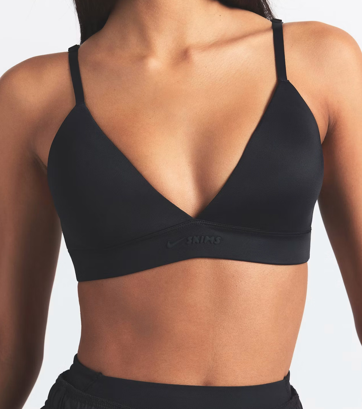 NWT Nike + Skims Matte Shine Triangle Bra Large Black Obsidian