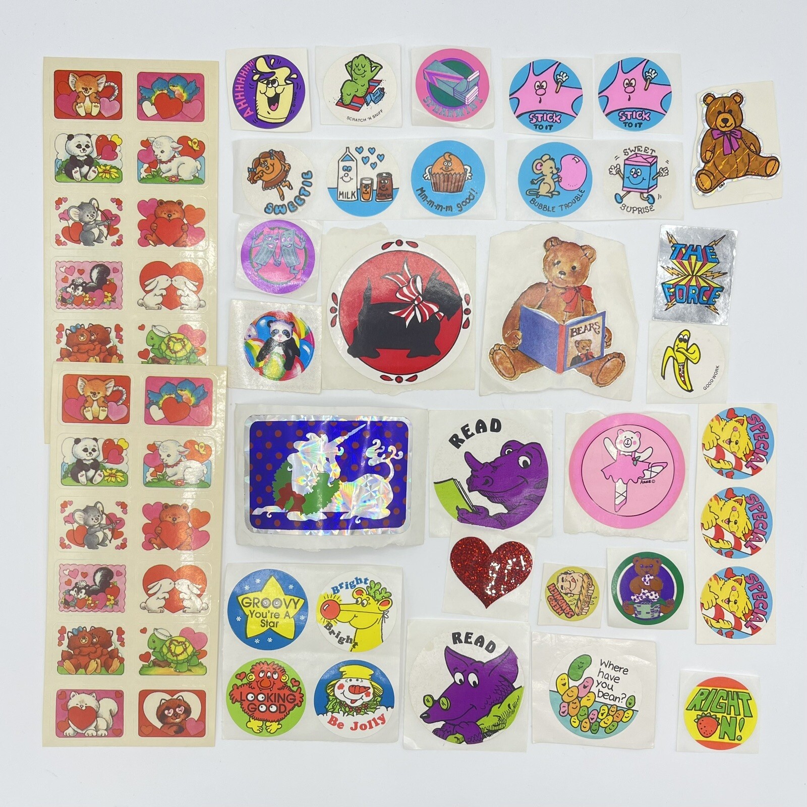 Huge Vintage 1980s Stickers Lot - Holographic Scratch N Sniff Trend Collector