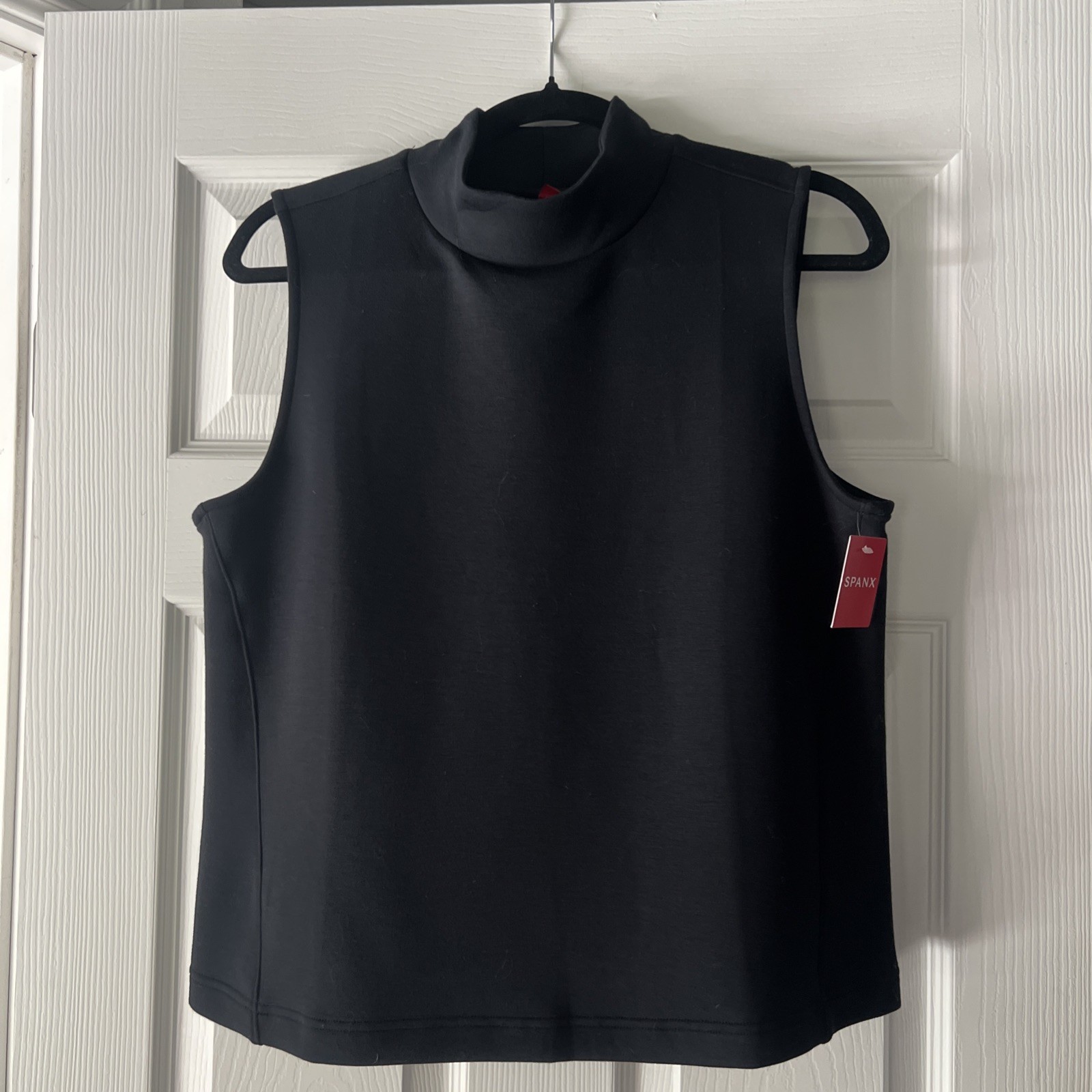 Spanx Air Luxe Air Essentials Sleeveless Mock Neck Top Tank Very Black   Large