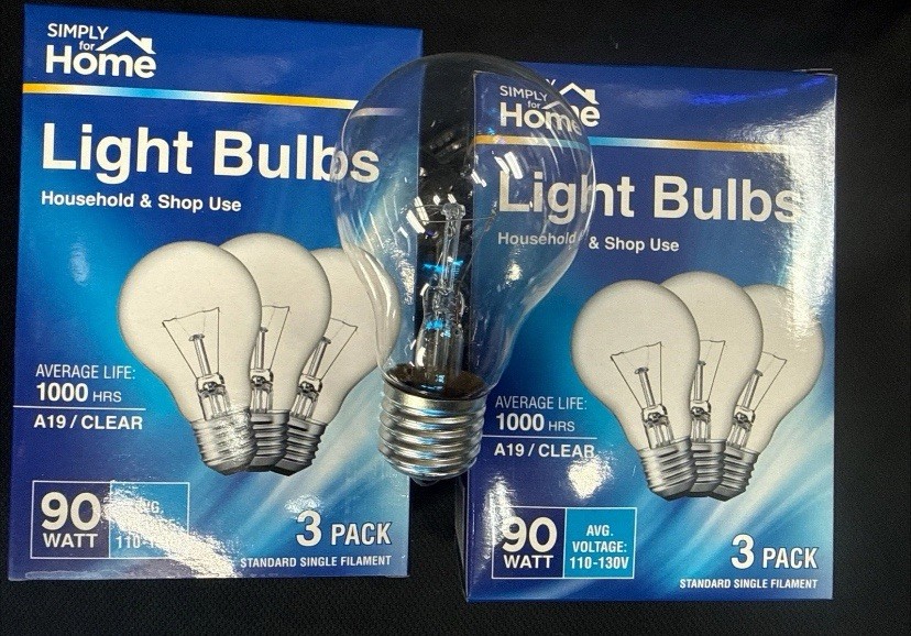 Simply for Home A19 Clear 90W Incandescent Light Bulbs 2-Pack (6 Bulbs)