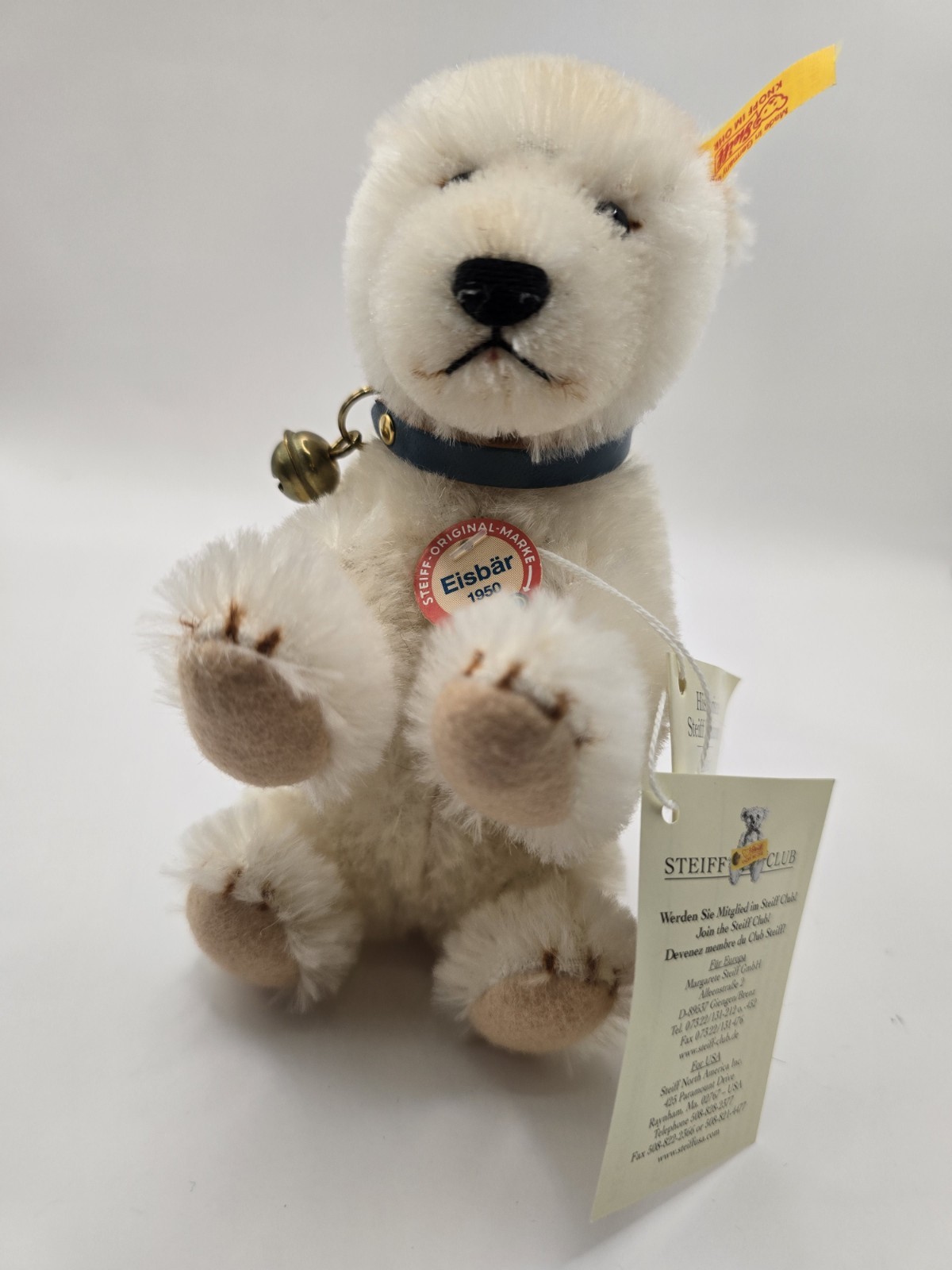 STEIFF EISBAR 1950 POLAR BEAR HISTORIC MINIATURES MADE IN GERMANY W/TAGS MOHAIR