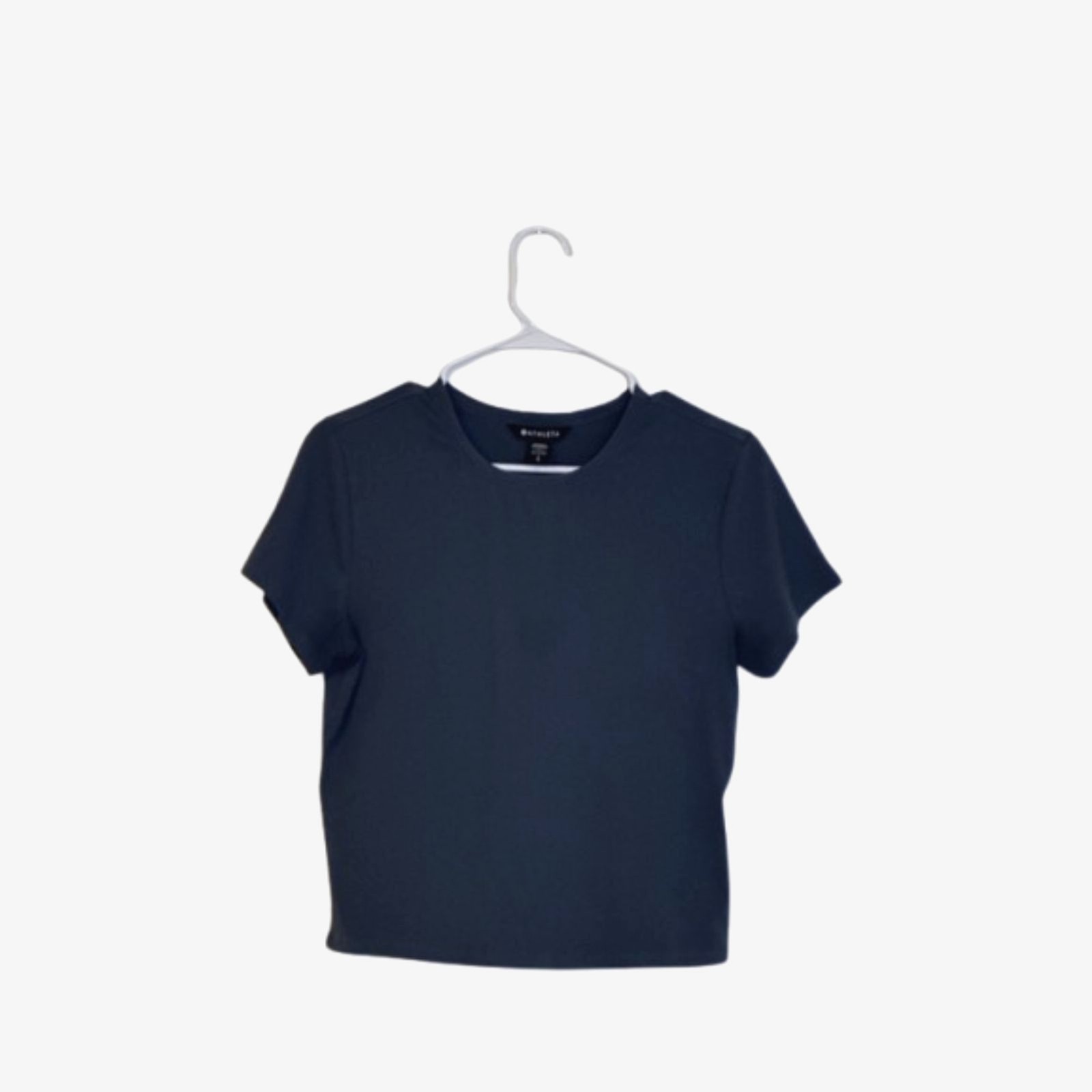 Athleta Signature Rib Crop Tee Womens Large Modal Active Stretch Workout Blue Athleta Signature Rib Crop Tee Womens Large Modal Active Stretch Workout Blue