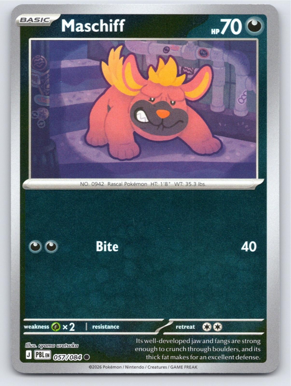 2026 POKEMON MASCHIFF PITCH BLACK 057/084 REVERSE HOLO COMMON NM PBH54 FREE S&H 2026 POKEMON MASCHIFF PITCH BLACK 057/084 REVERSE HOLO COMMON NM PBH54 FREE S&H