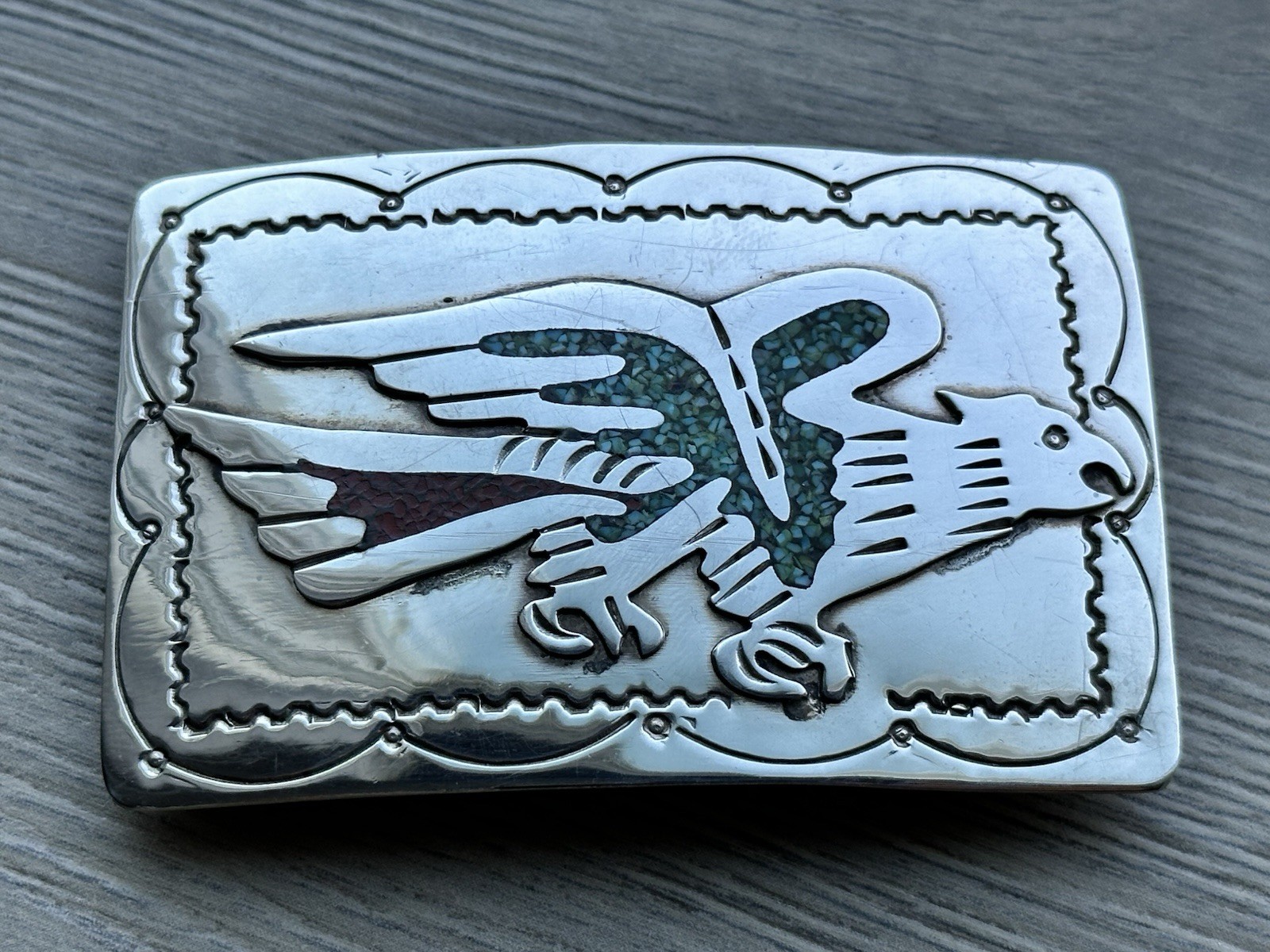 vintage Native American nickel silver belt buckle vintage Native American nickel silver belt buckle