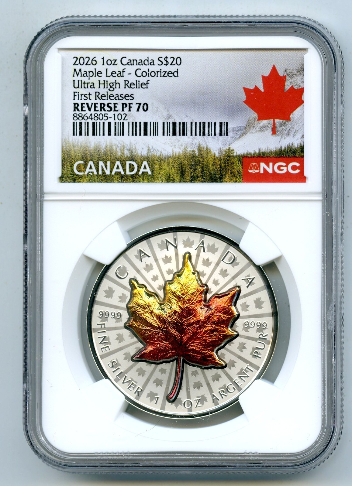 2026 $20 CANADA SILVER REV PROOF MAPLE LEAF UHR VIVID NGC PF70 FIRST RELEASES