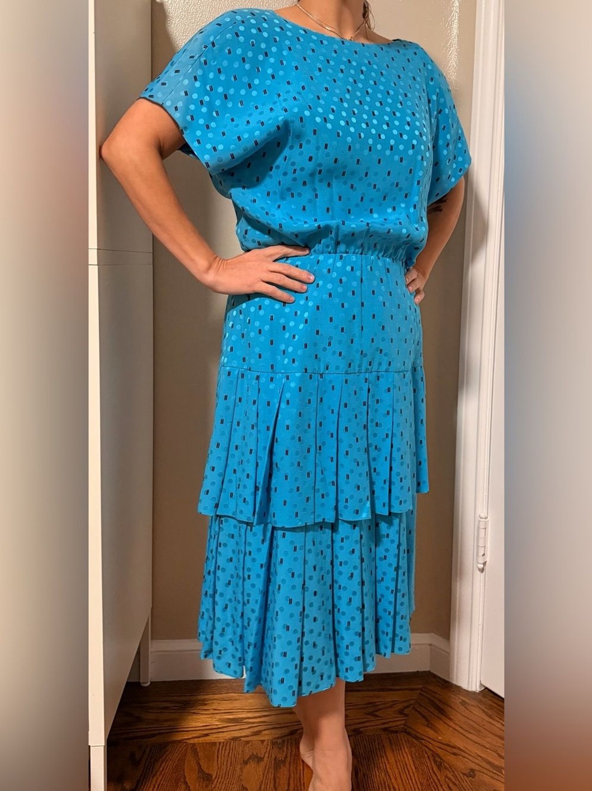Rare Vintage Christian Dior Robes du Soir Silk Midi Dress Size 8 USA