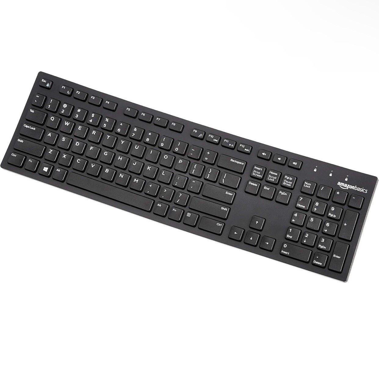 Amazon Basics Low-Profile Wired USB Keyboard with US Layout )Matte Black