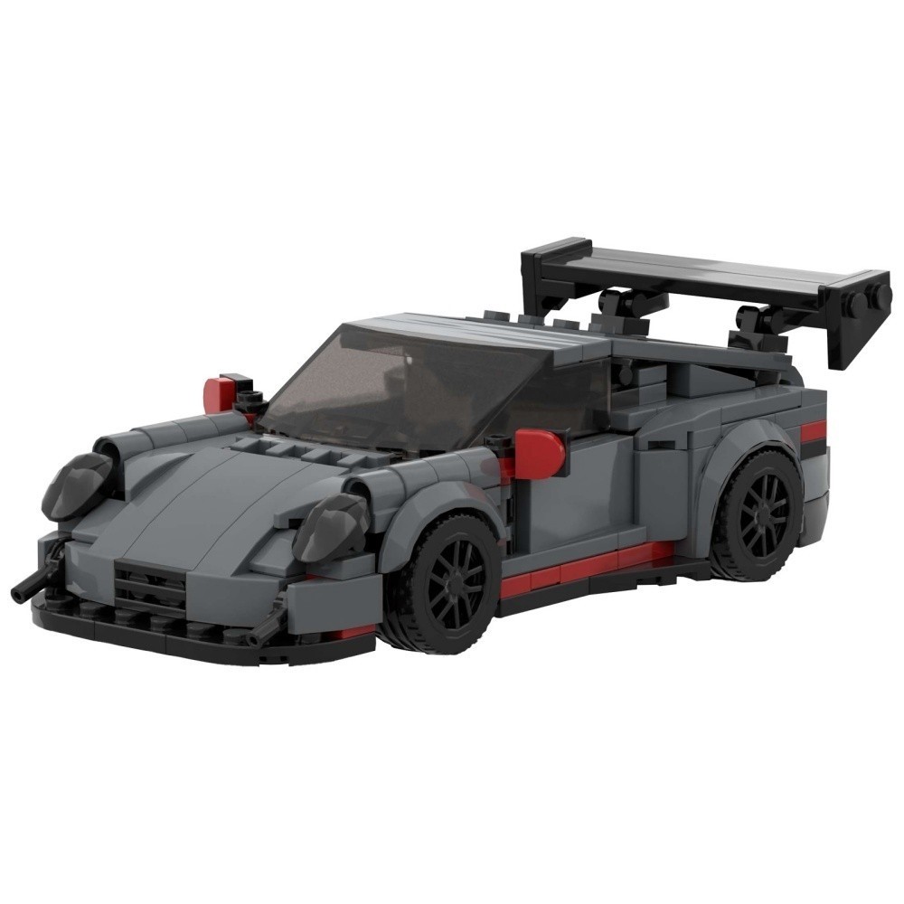 374PCS MOC Gray Sports Car 911 Carrera GT3RS Style Building Blocks Brick DIY Set