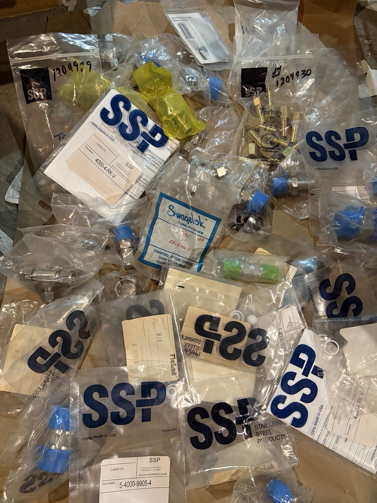 40+ NOS Swagelok SSP FloLok Stainless Steel Brass Tube Fittings Mixed Lot