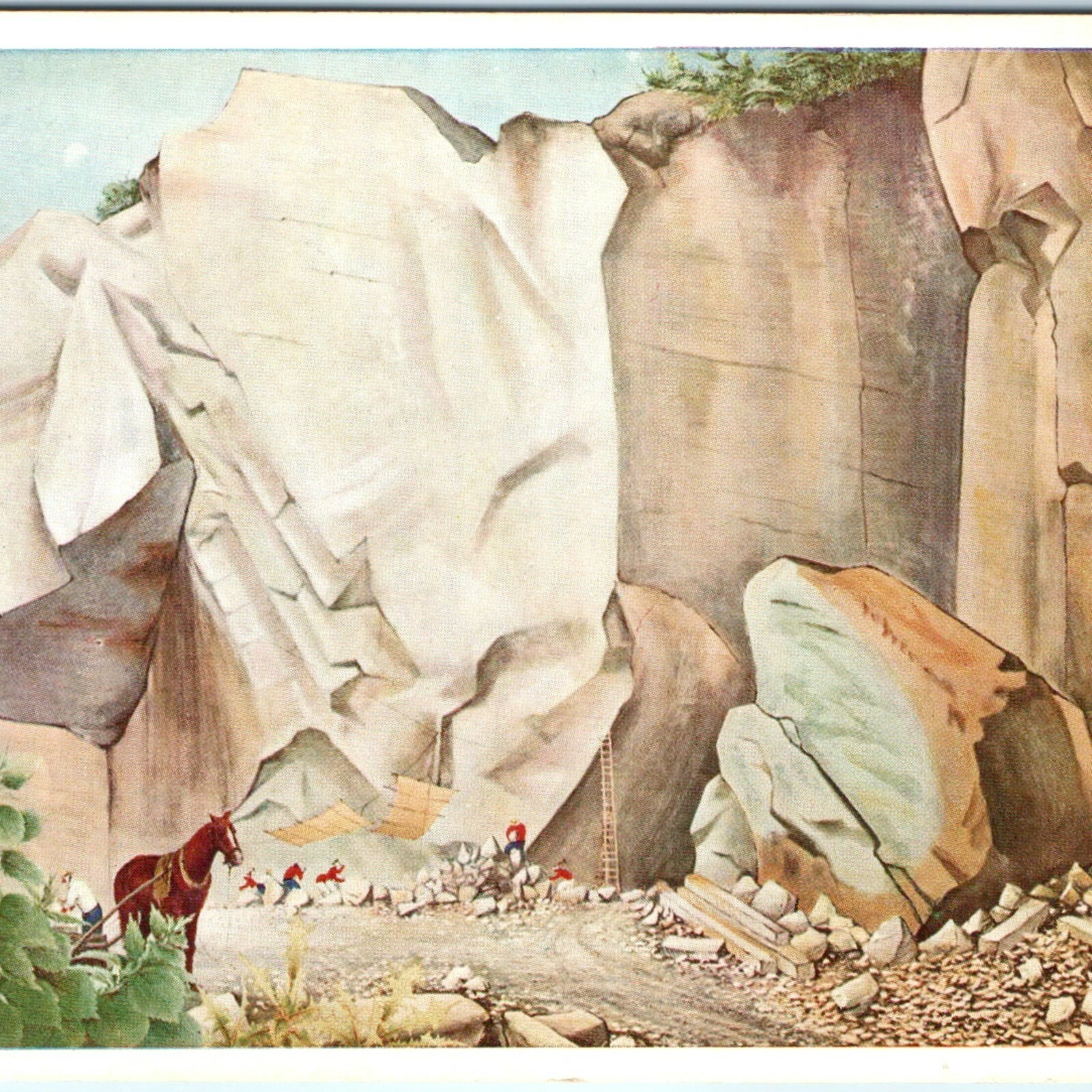 c1930s Japan Quarry Painting Asano Brush Art Postcard Ministry Education Litho